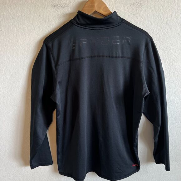 SPYDER Active ProWeb Black Fleece Lined 1/4 Zip Stretch Pullover Mens Large - Picture 4 of 9